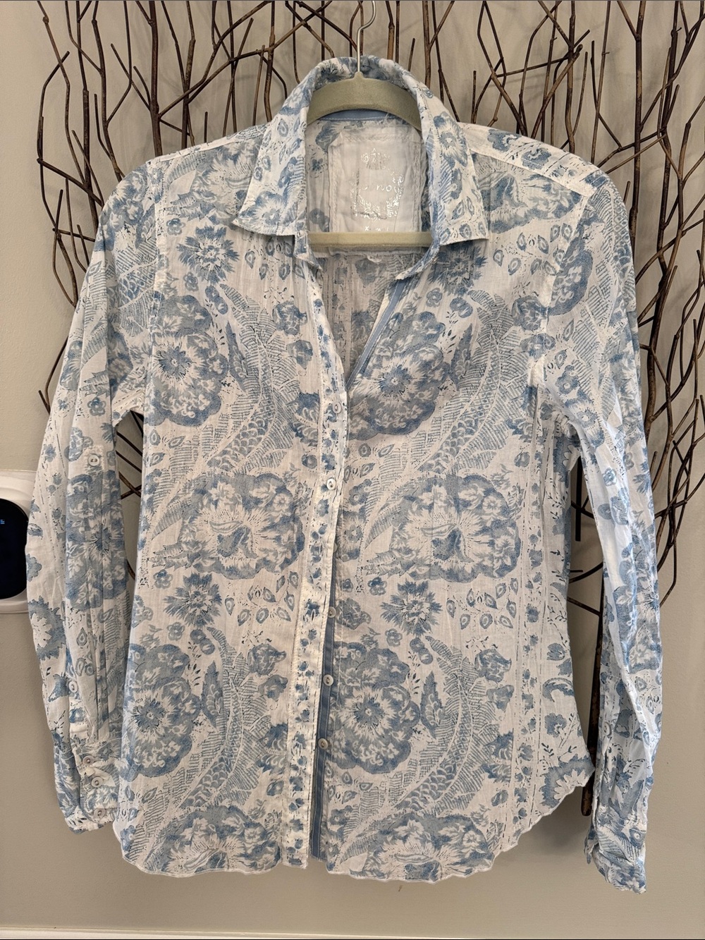 Light Blue Floral Button-Up Shirt